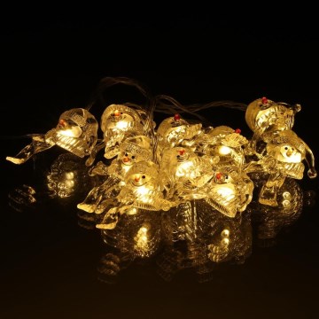 Cordão de luzes de Natal LED 10xLED/2xAA/branco quente 1,65m bonecos de neve