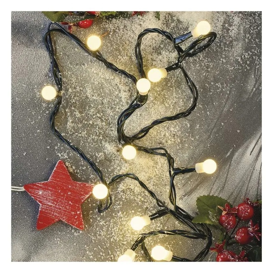 Cordão de luzes de Natal LED 300 LEDs, 230 V, 8 funções, 35 m, IP44, branco quente