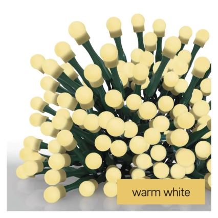 Cordão de luzes de Natal LED 300 LEDs, 230 V, 8 funções, 35 m, IP44, branco quente