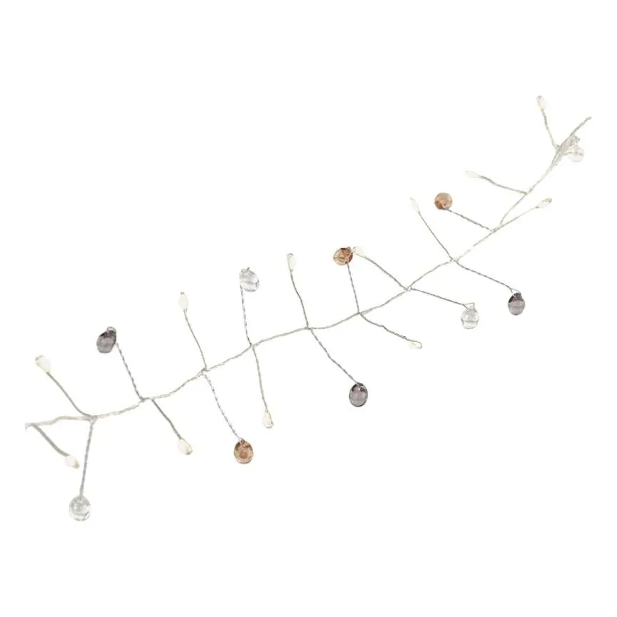 Cordão de luzes de Natal LED, 40 LEDs, 3×AA, 1,5 m, branco quente