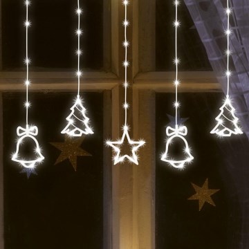 Cordão de luzes de Natal LED para exterior 186xLED 7m IP44 branco frio