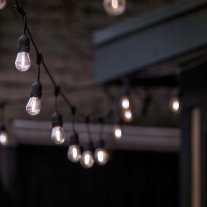 Cordão de luzes decorativas LED para exterior 15xE27/1W/230V 15,94 m IP44 preto