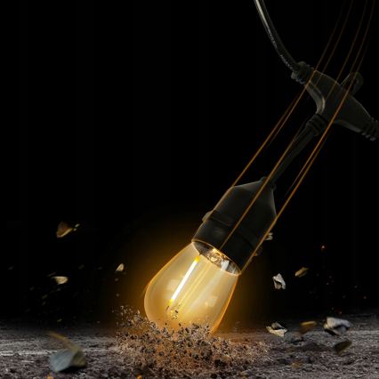 Cordão de luzes decorativas LED para exterior 15xE27/1W/230V 15,94 m IP44 preto