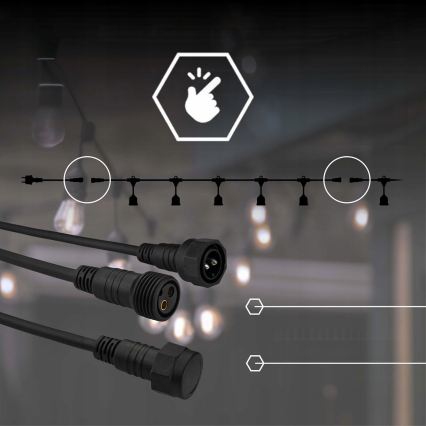 Cordão de luzes decorativas LED para exterior 15xE27/1W/230V 15,94 m IP44 preto