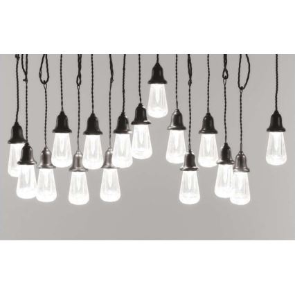 Cordão de luzes decorativas LED para exterior, 16 LEDs, 8,6 m, IP44, branco frio