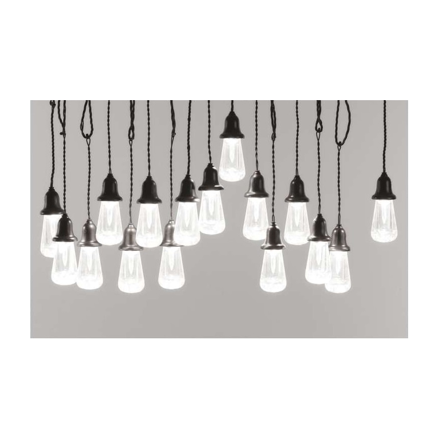Cordão de luzes decorativas LED para exterior, 16 LEDs, 8,6 m, IP44, branco frio