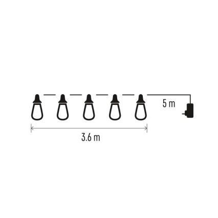 Cordão de luzes decorativas LED para exterior, 16 LEDs, 8,6 m, IP44, branco frio