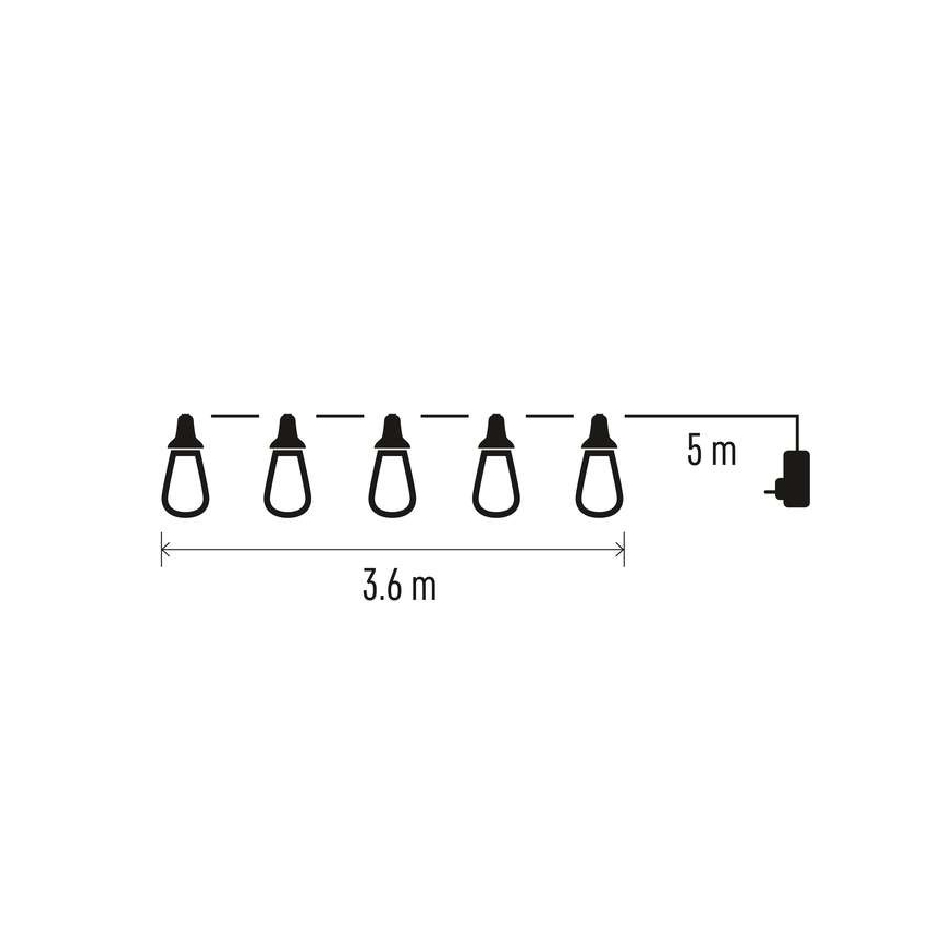 Cordão de luzes decorativas LED para exterior, 16 LEDs, 8,6 m, IP44, branco frio