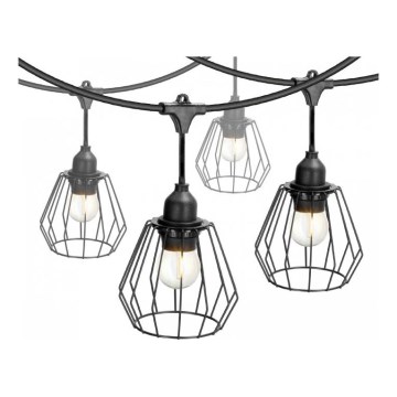 Cordão de luzes decorativas para exterior CRETE 10xE27/230V 15m IP44