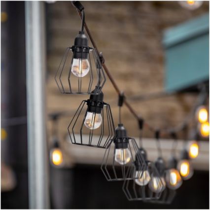 Cordão de luzes decorativas para exterior CRETE 10xE27/230V 15m IP44