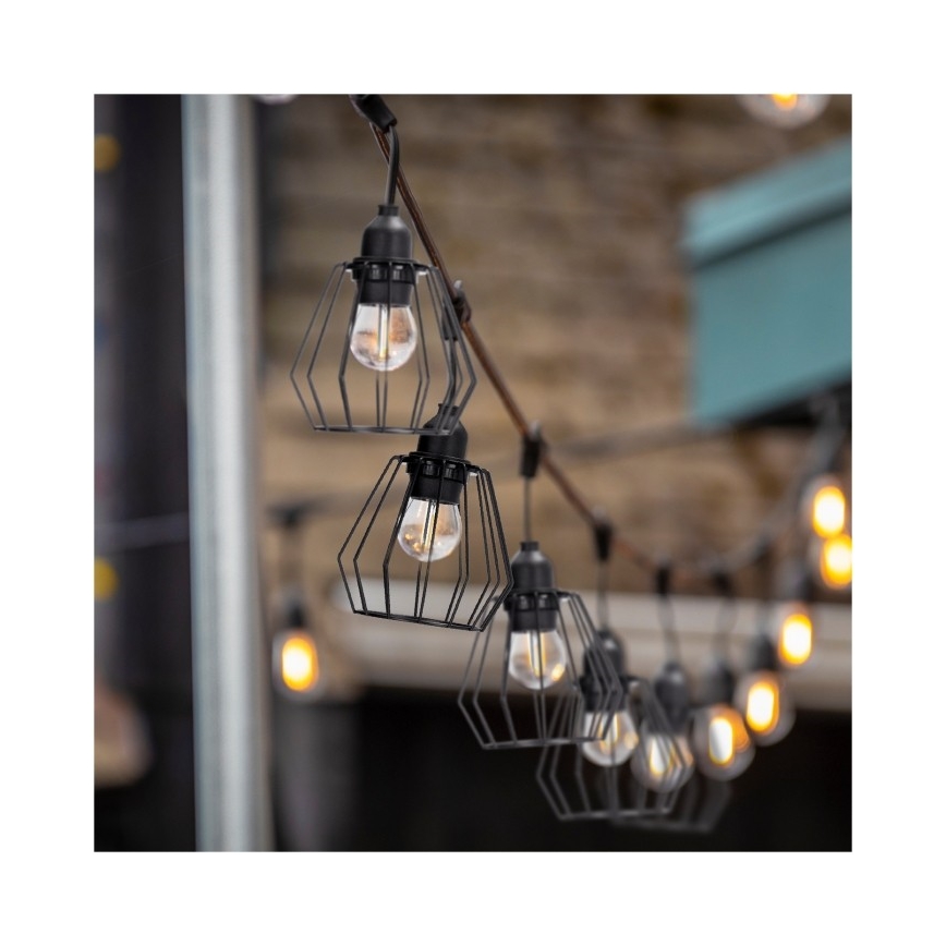 Cordão de luzes decorativas para exterior CRETE 10xE27/230V 15m IP44