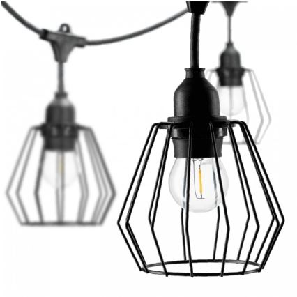 Cordão de luzes decorativas para exterior CRETE 10xE27/230V 15m IP44