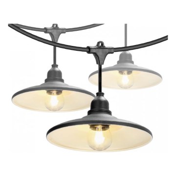 Cordão de luzes decorativo para exterior CRETE 10xE27/230V 15m IP44