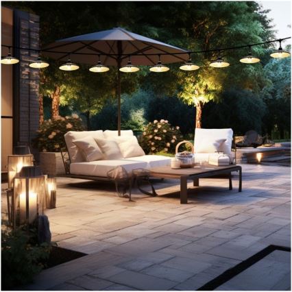 Cordão de luzes decorativo para exterior CRETE 10xE27/230V 15m IP44