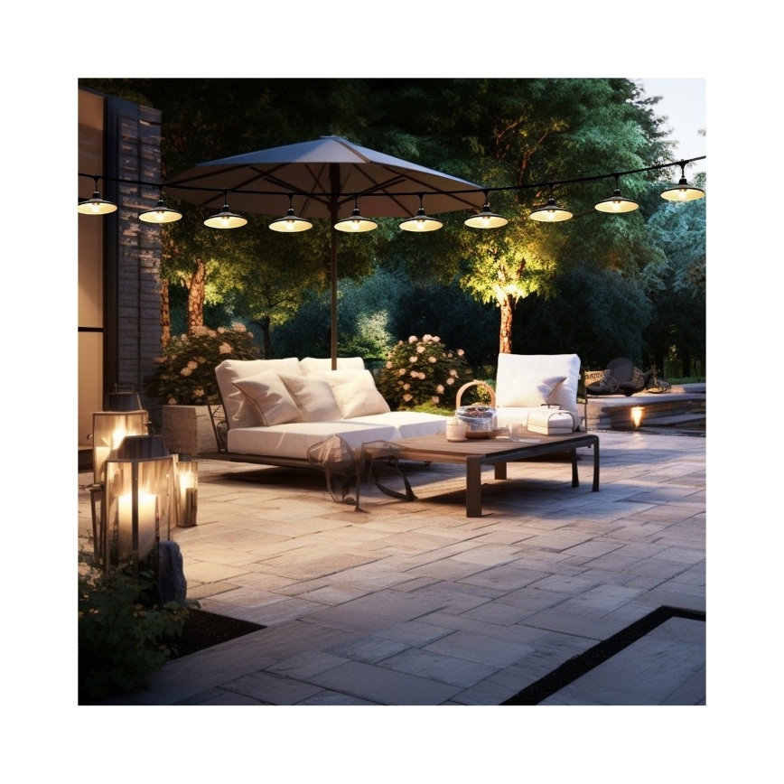Cordão de luzes decorativo para exterior CRETE 10xE27/230V 15m IP44
