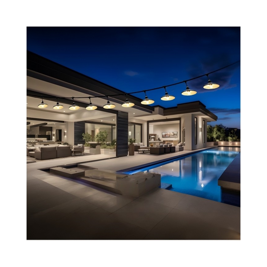 Cordão de luzes decorativo para exterior CRETE 10xE27/230V 15m IP44