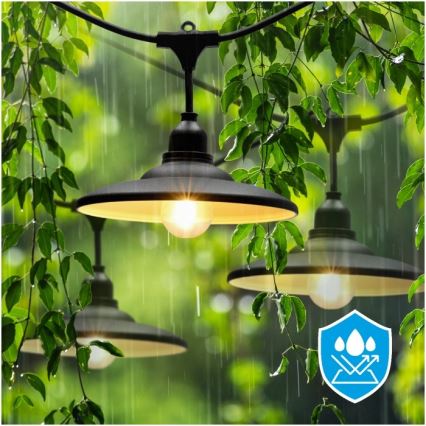 Cordão de luzes decorativo para exterior CRETE 10xE27/230V 15m IP44