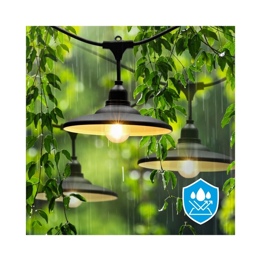 Cordão de luzes decorativo para exterior CRETE 10xE27/230V 15m IP44