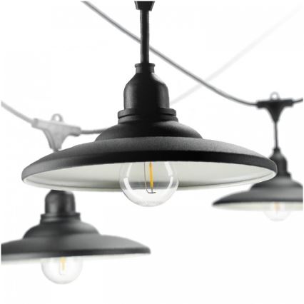 Cordão de luzes decorativo para exterior CRETE 10xE27/230V 15m IP44