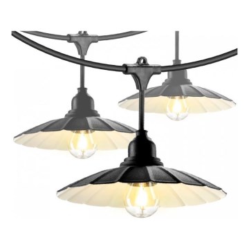 Cordão de luzes decorativo para exterior CRETE 10xE27/230V 15m IP44