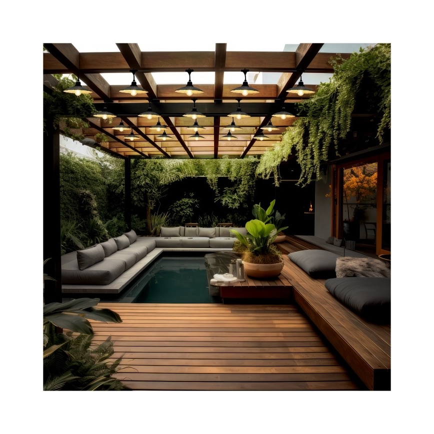 Cordão de luzes decorativo para exterior CRETE 10xE27/230V 15m IP44