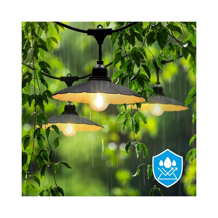 Cordão de luzes decorativo para exterior CRETE 10xE27/230V 15m IP44