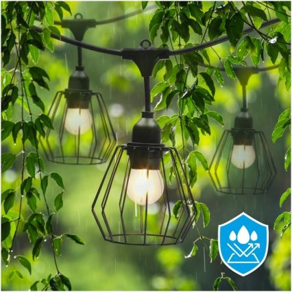 Cordão de luzes decorativo para exterior CRETE 15xE27/230V 20m IP44