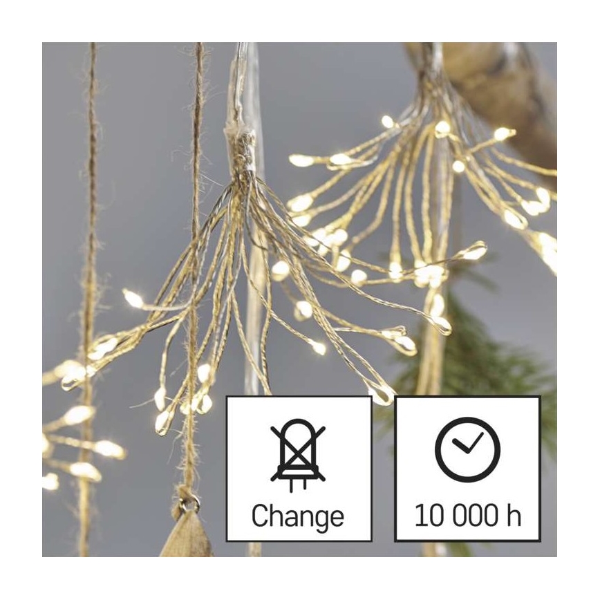 Cordão de luzes LED 150xLED/5,35m branco quente