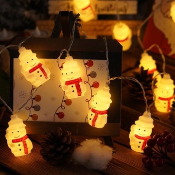 Cordão de luzes LED 20 LEDs / 3x pilhas AA / branco quente / 3,3 m - bonecos de neve