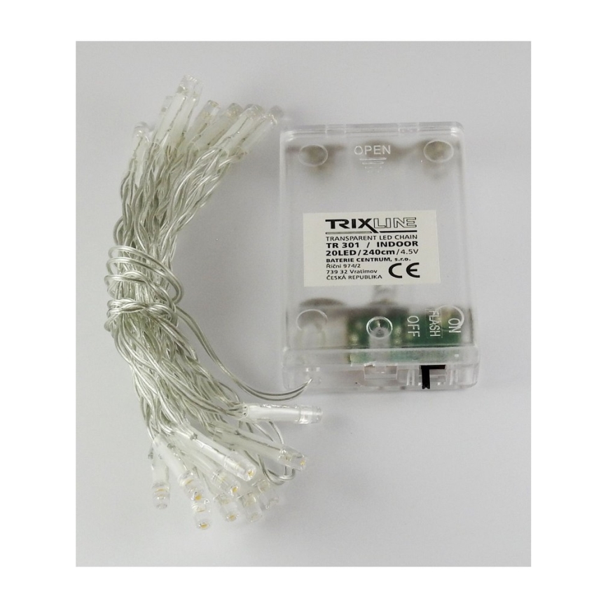 Cordão de luzes LED 20xLED/2 funções 2,4 m branco quente