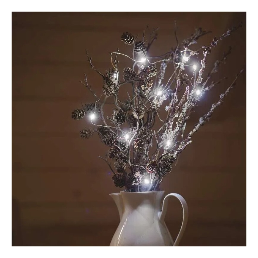 Cordão de luzes LED 20xLED/2xAA 2,4m branco frio