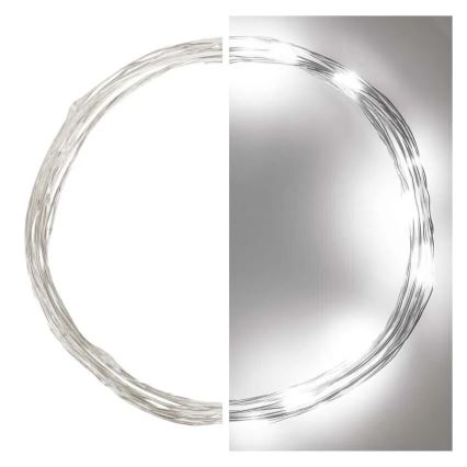 Cordão de luzes LED 20xLED/2xAA 2,4m branco frio