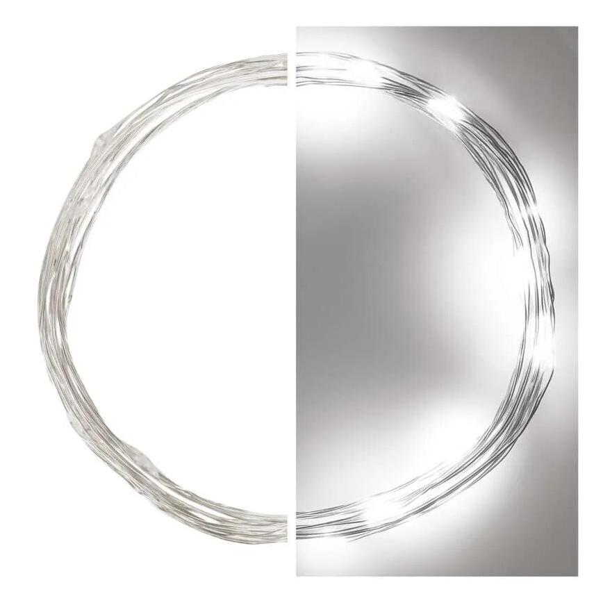 Cordão de luzes LED 20xLED/2xAA 2,4m branco frio