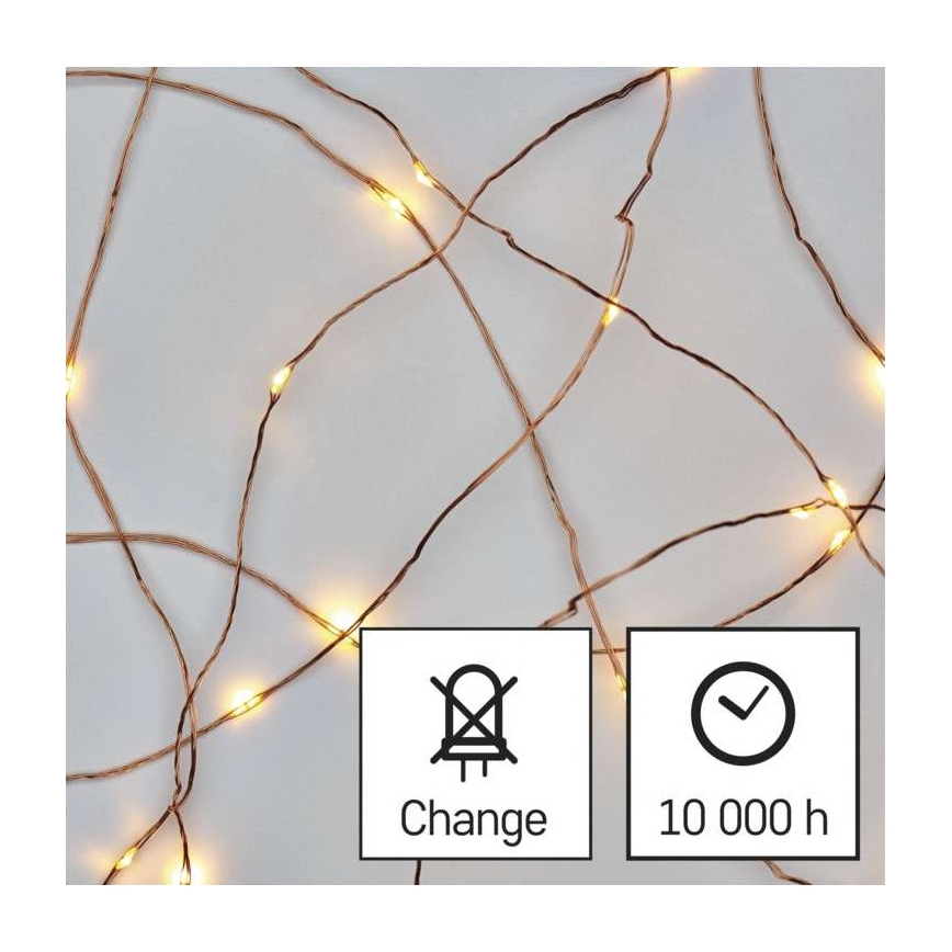 Cordão de luzes LED de Natal para exterior 150 LEDs/20 m IP44 branco quente