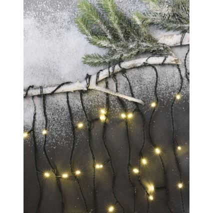 Cordão de luzes LED de Natal para exterior 200 LEDs/8 modos 8,6 m IP44 branco quente