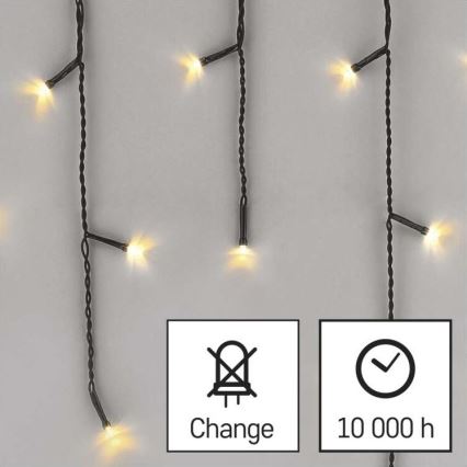 Cordão de luzes LED de Natal para exterior 200 LEDs/8 modos 8,6 m IP44 branco quente