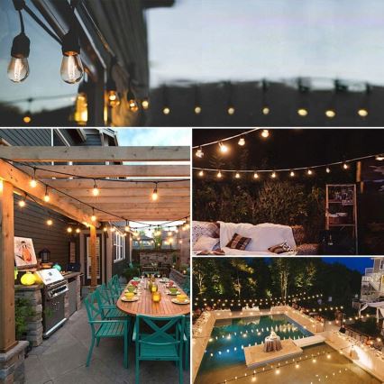 Cordão de luzes LED decorativo para exterior 5xE27/1W/230V 5,94 m IP44 preto