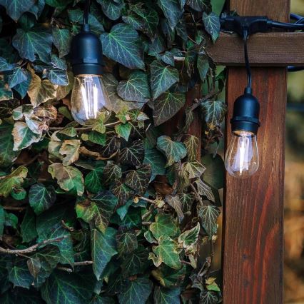 Cordão de luzes LED decorativo para exterior 5xE27/1W/230V 5,94 m IP44 preto