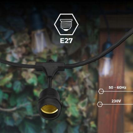 Cordão de luzes LED decorativo para exterior 5xE27/1W/230V 5,94 m IP44 preto