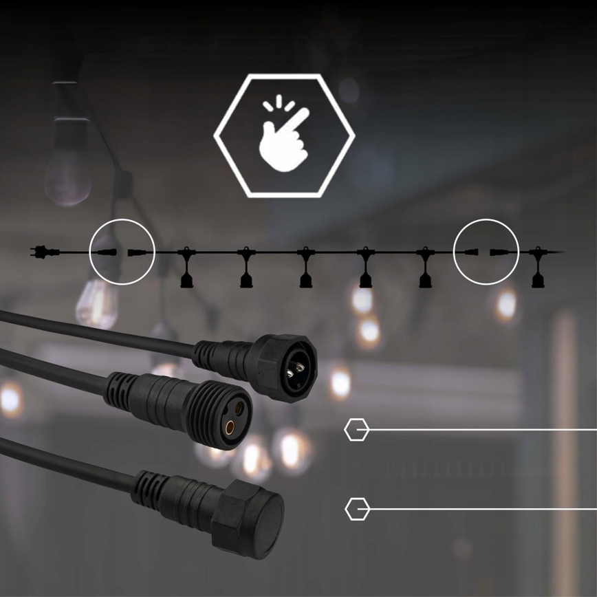 Cordão de luzes LED decorativo para exterior 5xE27/1W/230V 5,94 m IP44 preto