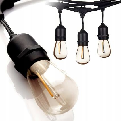 Cordão de luzes LED decorativo para exterior 5xE27/1W/230V 5,94 m IP44 preto