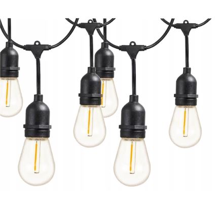 Cordão de luzes LED decorativo para exterior 5xE27/1W/230V 5,94 m IP44 preto