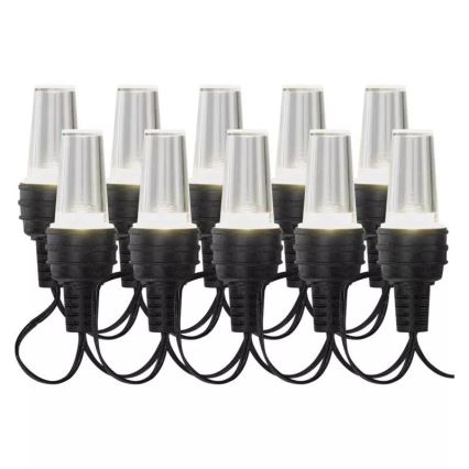 Cordão de luzes LED para exterior, 10 LEDs, 9,5 m, IP44, branco frio
