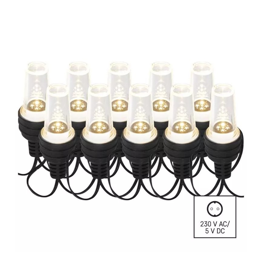 Cordão de luzes LED para exterior, 10 LEDs, 9,5 m, IP44, branco frio