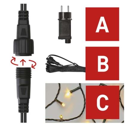 Cordão de luzes LED para exterior 100xLED/15m IP44 branco quente