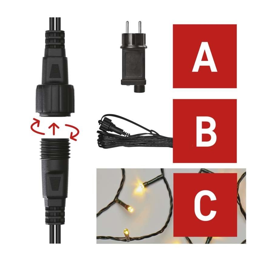 Cordão de luzes LED para exterior 100xLED/15m IP44 branco quente