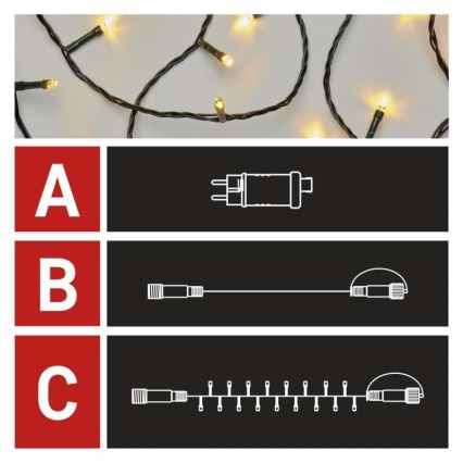 Cordão de luzes LED para exterior 100xLED/15m IP44 branco quente