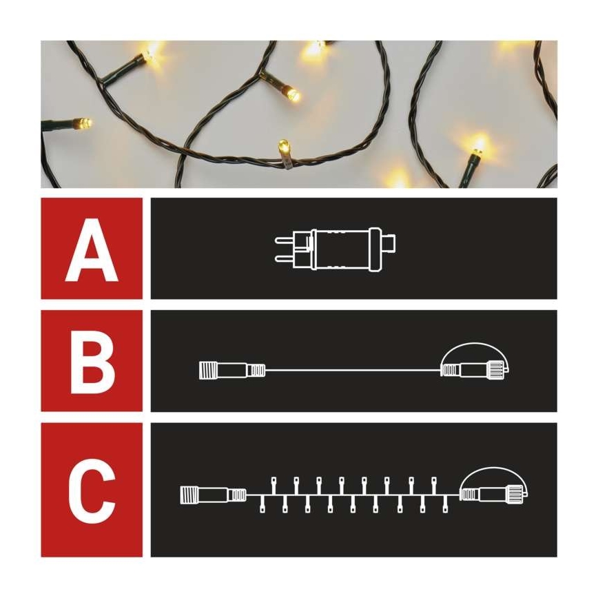 Cordão de luzes LED para exterior 100xLED/15m IP44 branco quente