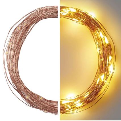 Cordão de luzes LED para exterior 100xLED/15m IP44 branco quente