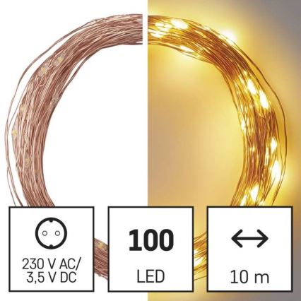 Cordão de luzes LED para exterior 100xLED/15m IP44 branco quente